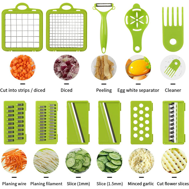 14 in 1 Multifunctional Vegetable Chopper, Mandoline Dicer, Slicer, With Container Box