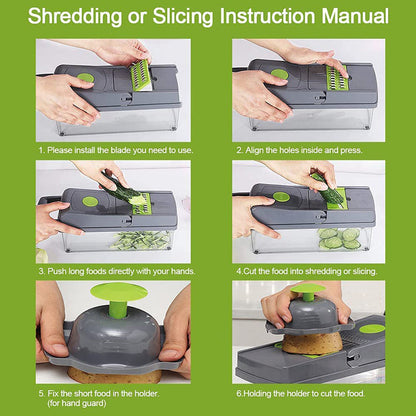 14 in 1 Multifunctional Vegetable Chopper, Mandoline Dicer, Slicer, With Container Box